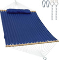 2 Person 12FT Hammocks for Outside, Double Quilted Fabric Outdoor Hammock by GafeteOutdoorLiving