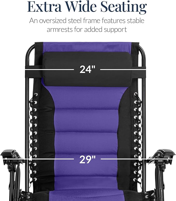 Best Choice Products Oversized Padded Zero Gravity Chair, Folding Outdoor Patio - Image 4