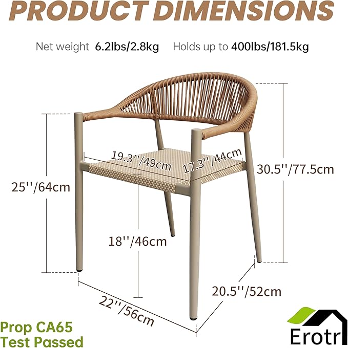 8 Pcs Stackable Patio Dining Chairs, Aluminum Rattan Outdoor Dining Chair - Image 2