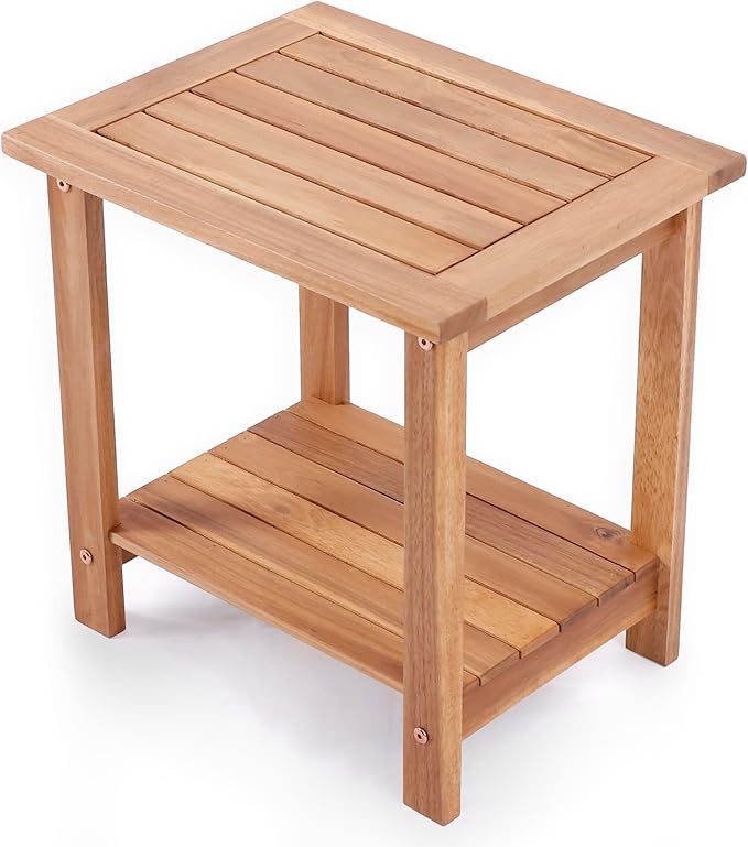 Double Adirondack Side Table, Weather-Resistant Rectangular End Table by VICTORYRELAX