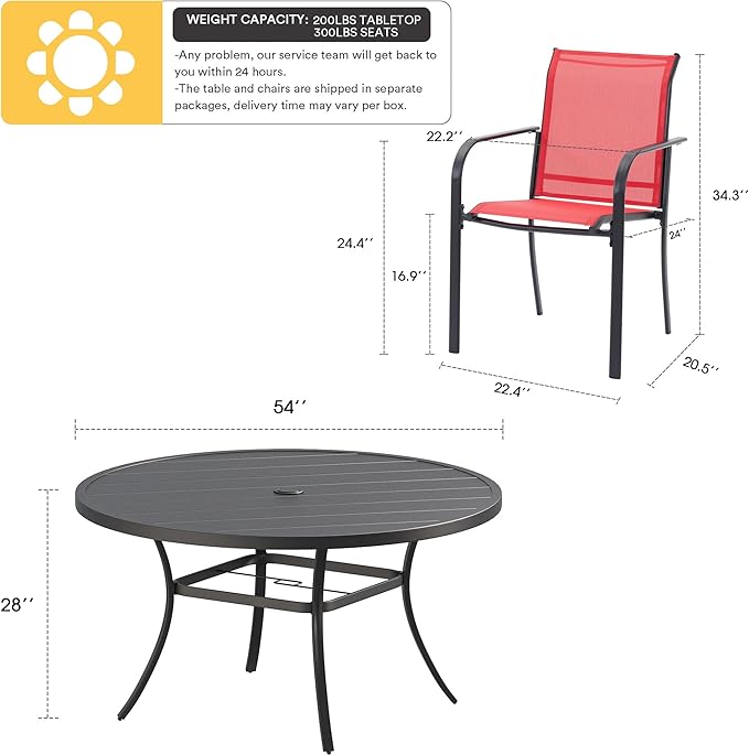 VICLLAX Patio Dining Set for 8, Outdoor Furniture Set Includes 53" Round Patio - Image 2