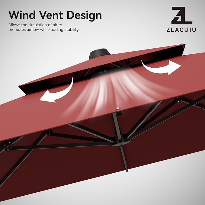 9x12FT Red Cantilever Outdoor Patio Umbrella - Image 7