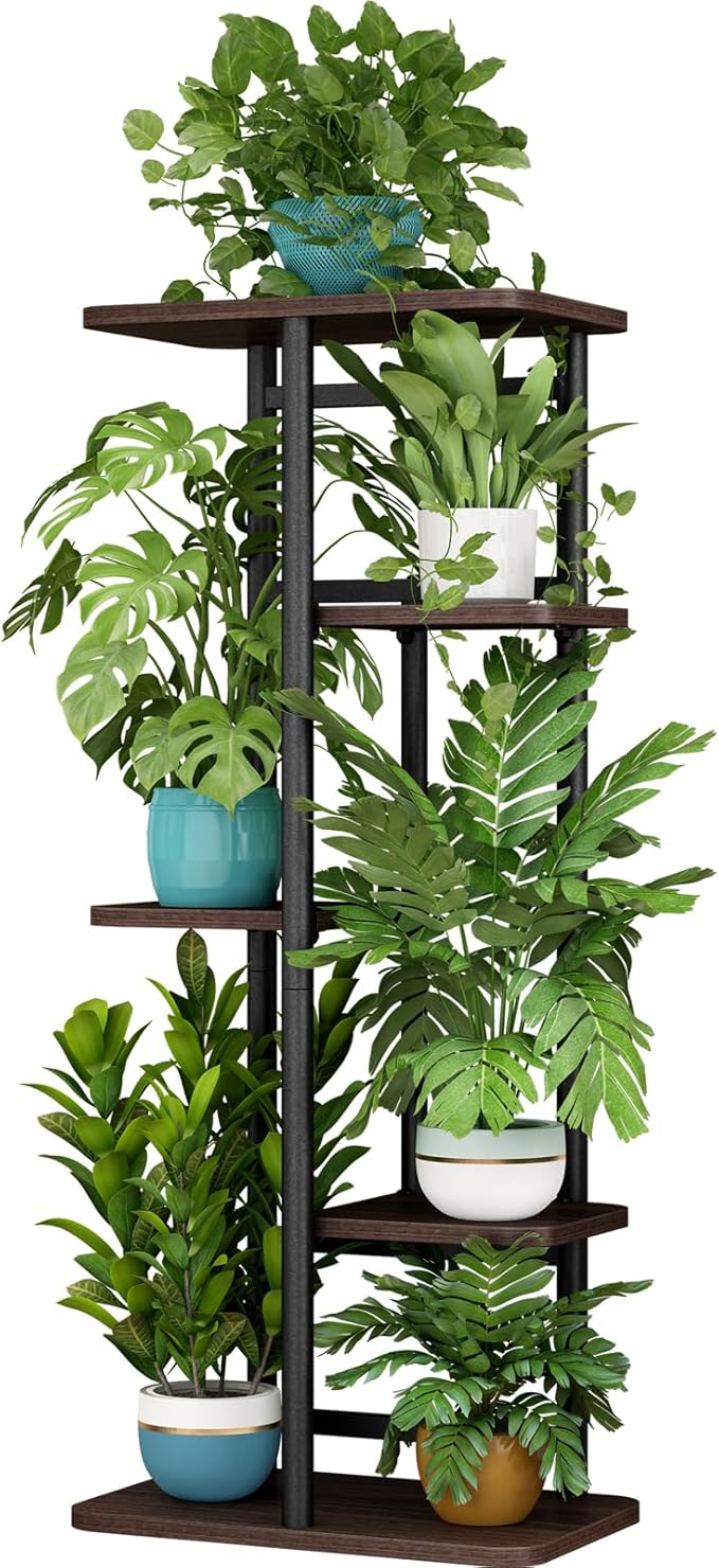 LINZINAR Plant Stand 5 Tier 6 Potted Indoor Plant Shelf Multiple Stands by LINZINAR