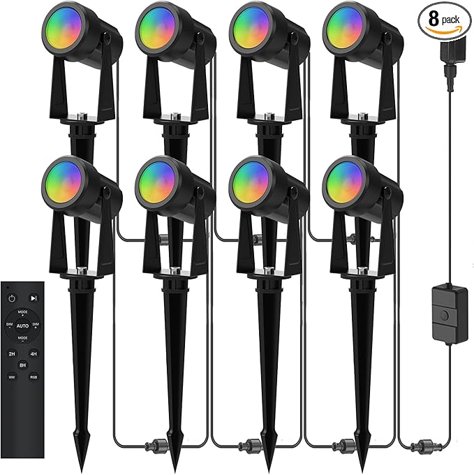 Banord RGBW Color Changing Outdoor Landscape Lighting, 8 Pack Low Voltage LED by Banord