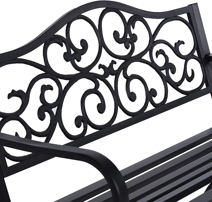 Sophia & William 50" Outdoor Garden Bench Patio Park Bench, Cast Iron Metal - Image 6