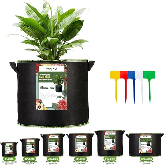 3-Pack 10 Gallon Plant Grow Bags, Thickened Nonwoven Fabric Pots - Image 8
