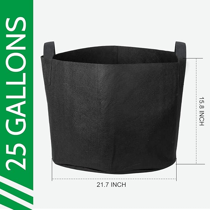 JERIA 12-Pack 25 Gallon Grow Bags, 300G Thickened Nonwoven Garden Pots - Image 2