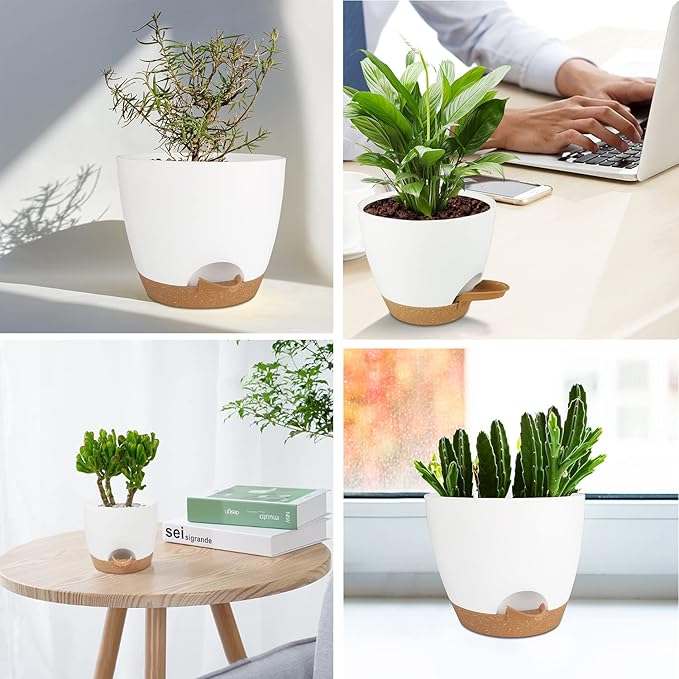 Self Watering Planters with Drainage Holes Reservoir, Nursery Planting Pot - Image 7