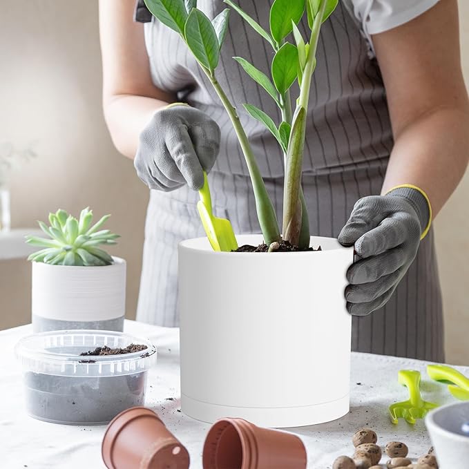 8 Inch Cylinder Plant Pots for Indoor Outdoor Plants, Medium Deep Flower Pots - Image 5