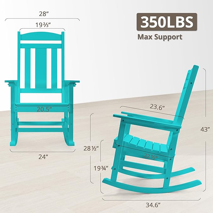 LUE BONA Outdoor Rocking Chairs Set of 4, HDPS Porch Rocker - Image 2