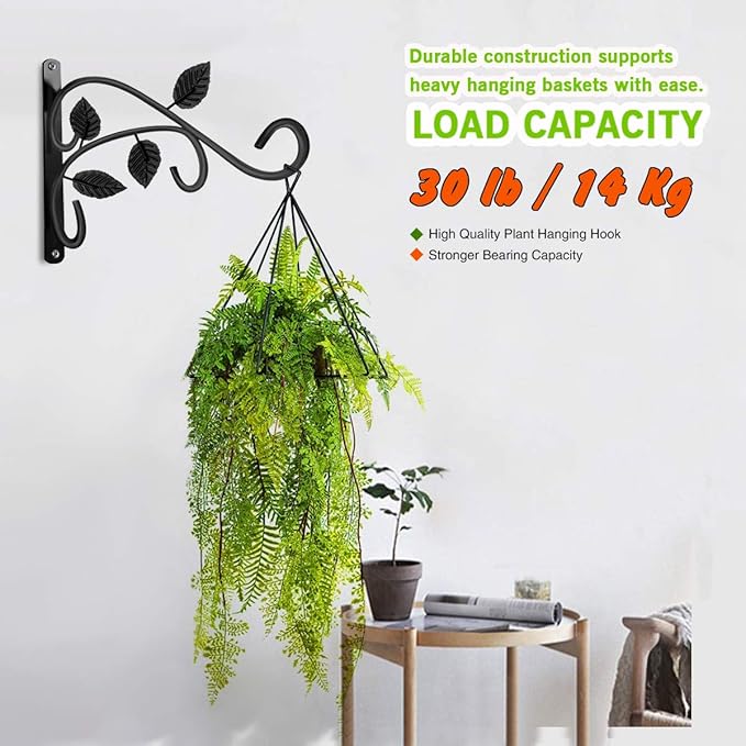 4 PCS Metal Hanging Hook Plants Brackets, 12 Inch Iron Wall Mount Bracket - Image 4