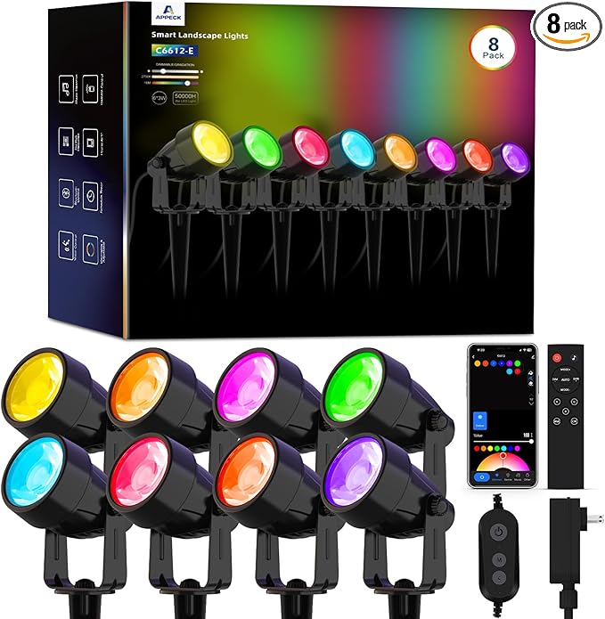APPECK Landscape Lighting, RGBW Color Changing Low Voltage Landscape Lights by APPECK