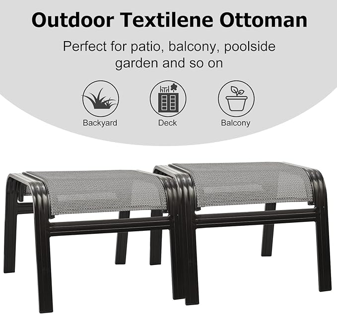 Patio Ottomans Outdoor Foot Rest Aluminum Patio Footstool Samll Seat Wicker - Image 5