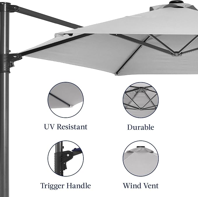 Best Choice Products 10ft Offset Cantilever Hanging Market Patio Umbrella - Image 7