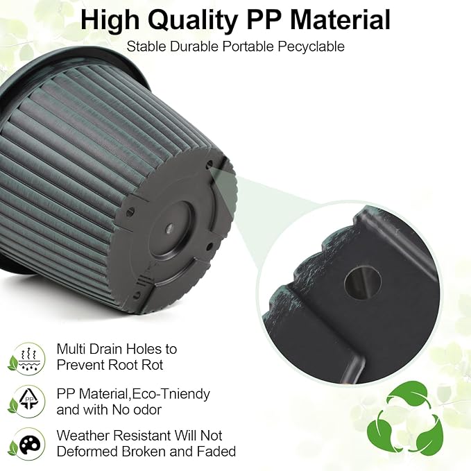 Large-Planter-Indoor-Outdoor Plant Pots, 12 inch 4 Pack Plastic Flower Pots - Image 7