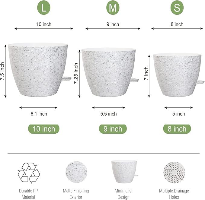 10/9/8 inch Self Watering Pots - Image 3