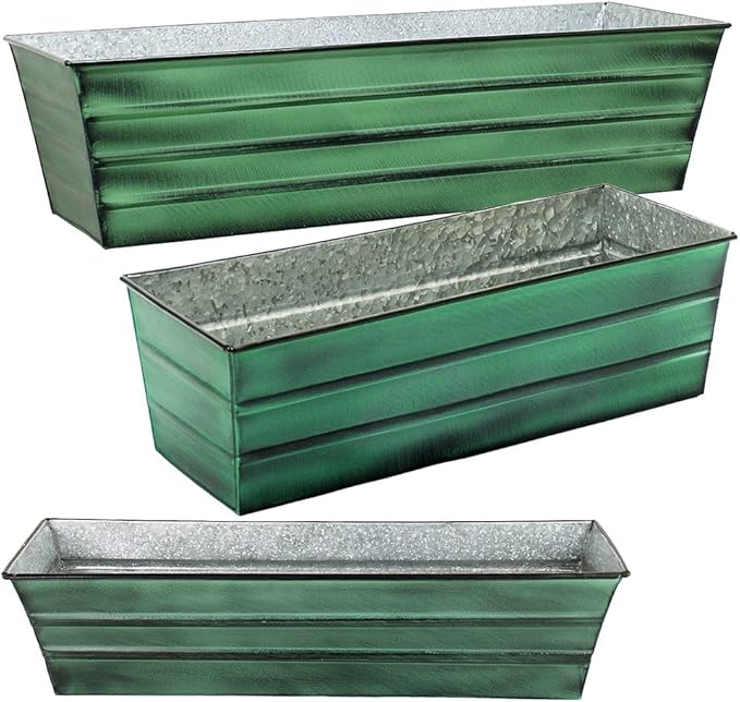 Achla Designs Galvanized Window Flower Box Planter-Green-Small - Image 6