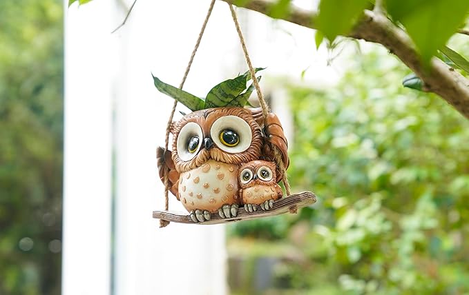 Swing Owl Hanging Planters for Indoor Plants, Cute Small Succulent Pots - Image 7