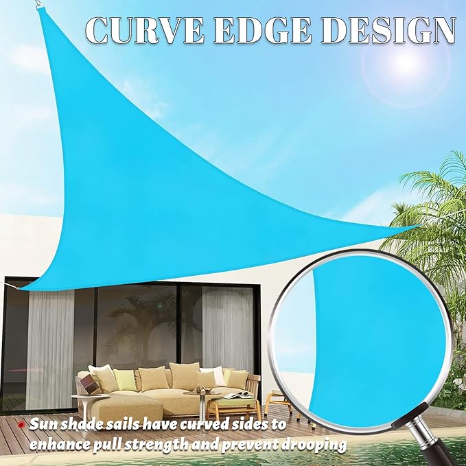 SUNLAX Custom Size 10'x18'x20.6' Turquoise Blue Sun Shade Sail Right Triangle - Image 3