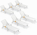 SERWALL Patio Chaise Lounge Chair Set of 6, 5 Positions Adjustable Poly Outdoor by SERWALL