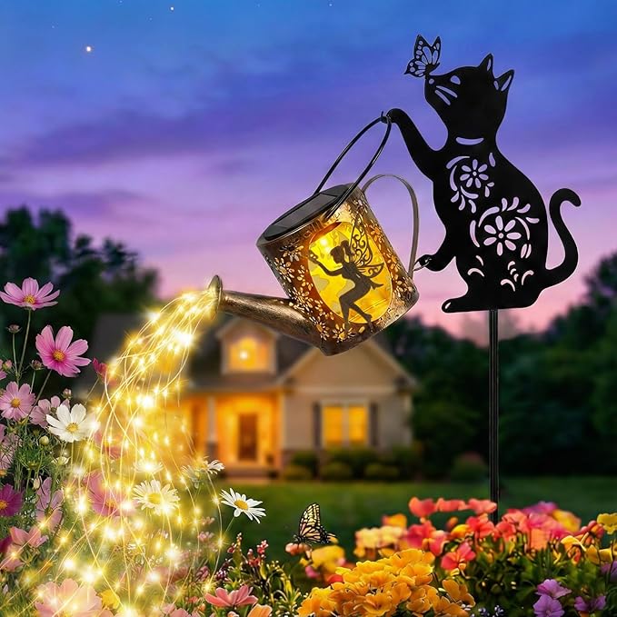 Solar Watering Can Lights with Fairy & Flowers, Outdoor Garden Decor with by Tremdwoto