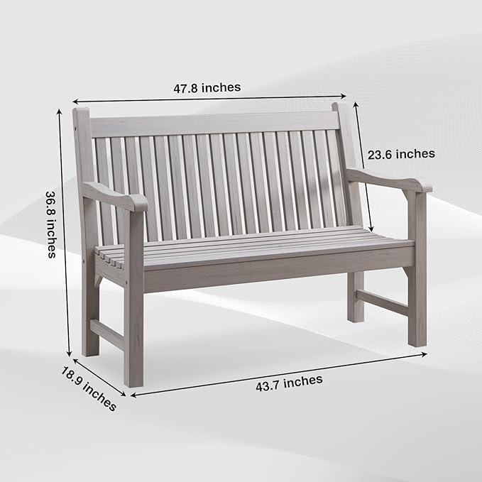 Psilvam Garden Bench, 2-Person Poly Lumber Patio Bench, All-Weather Outdoor - Image 3