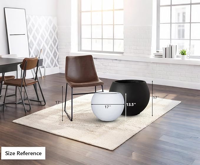 13.5 H x 17" Dia Round Fiberstone Planter - Image 2
