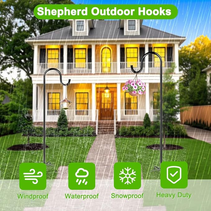 84" Shepherds Hooks for Outdoor, Heavy Duty Bird Feeder Pole - Image 7