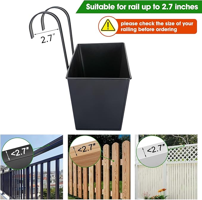 OGIMA 16-Inch Railing Planter Box, 3 Pack Large Hanging Planters - Image 3