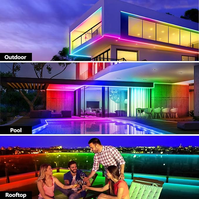 50FT Outdoor LED Strip Light Waterproof, IP68 Outside RGB+IC Light Strip - Image 3