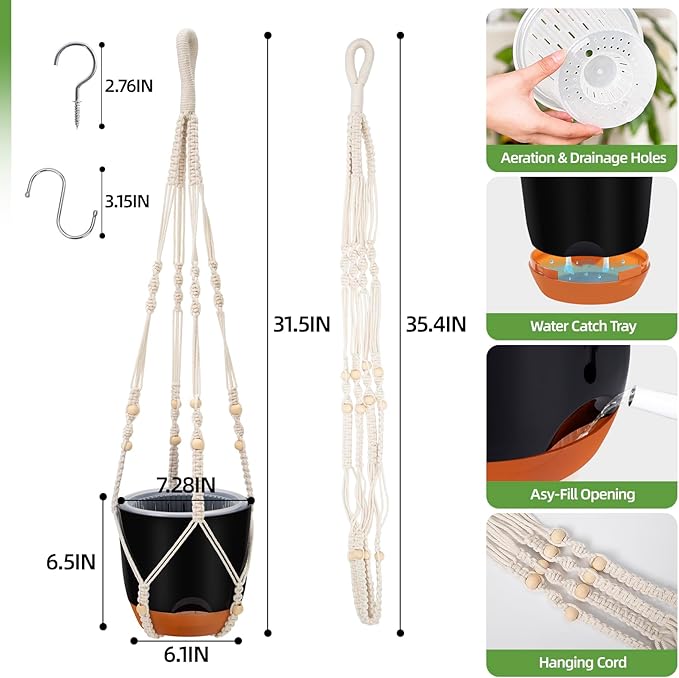 2-Pack 7.2-Inch Self-Watering Hanging Planters - Image 5