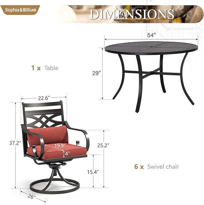 Sophia and William Swivel Patio Dining Set - Image 6