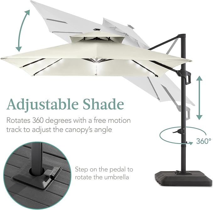 Best Choice Products 10x10ft Cantilever Patio Umbrella w/Base Included - Image 4