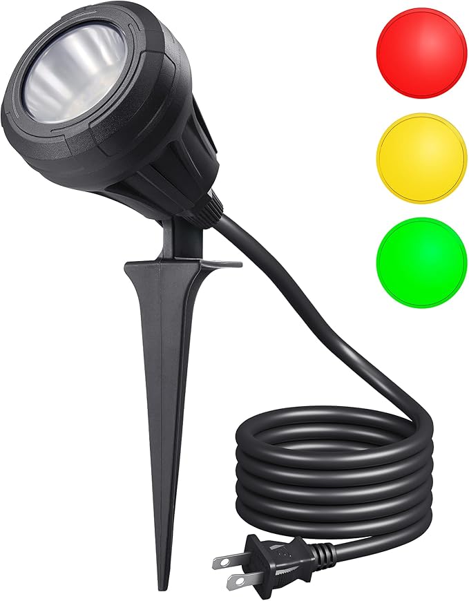 DEWENWILS 120V LED Outdoor Spotlight, 3 Extra Lenses, 5.5W 5000K Plug in by DEWENWILS
