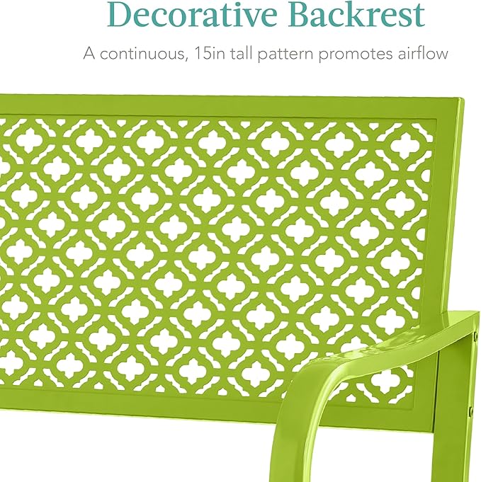 Best Choice Products Outdoor Bench 2-Person Metal Steel Benches Furniture - Image 5