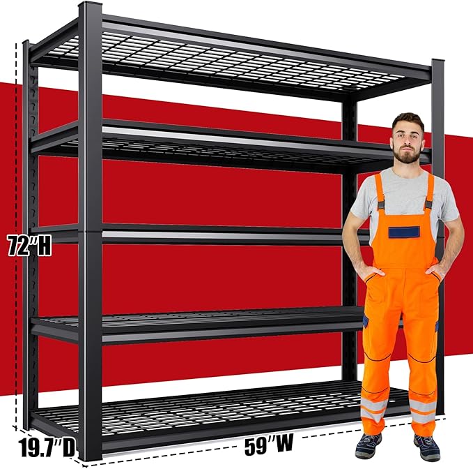 Set of 2 Garage Shelving-3500 lbs 5 Tier Storage Shelves, Adjustable Heavy Duty - Image 3