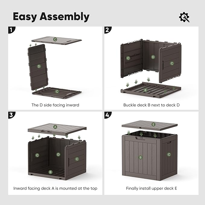 NEWBULIG 31 Gallon Deck Box, Weatherproof Resin Lockable Outdoor Storage - Image 7