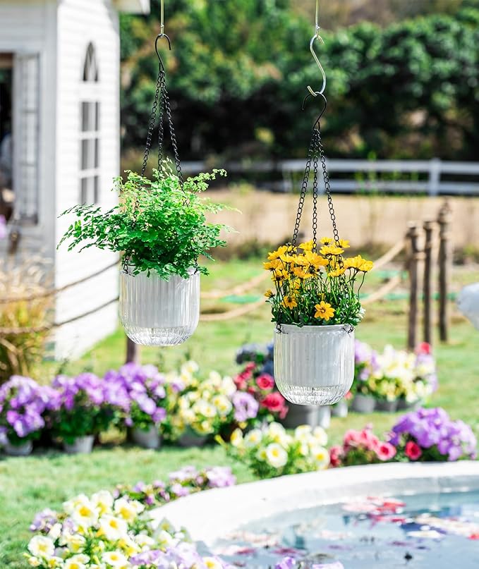 Melphoe 2 Pack Self Watering Hanging Planters Indoor Flower Pots, 5.3 Inch - Image 2