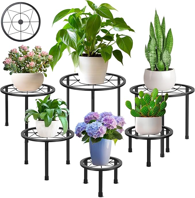 6 Pack Metal Plant Stands, Heavy Duty Plant Stand by SBOSBO