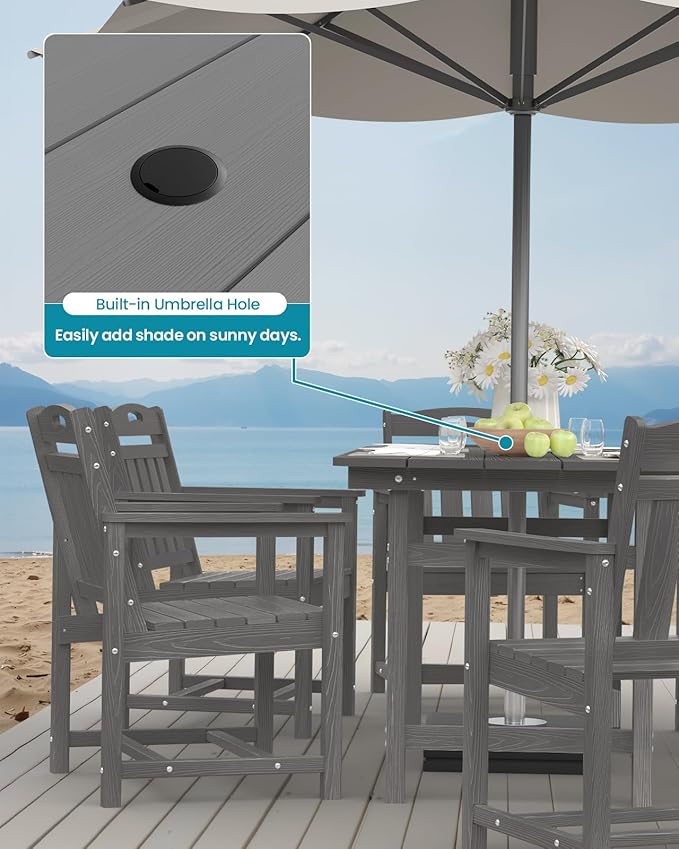 Ciokea HDPE Outdoor Patio Dining Chairs Set of 2, All-Weather Porch Chair - Image 4