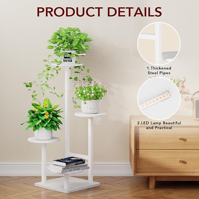 Plant Stand Indoor with Grow Light, 4-Tiered Tall Plant Stand Indoor, Metal - Image 5