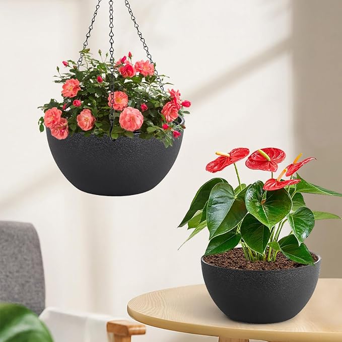 10 inch Hanging Planters for Indoor Plants, 2 Pack Planters for Outdoor Plants - Image 5