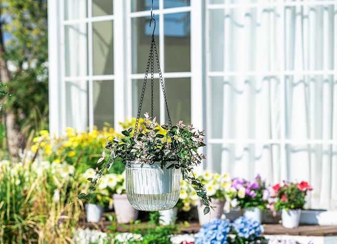 Josteve 6.5 Inch 2 Pcs Self Watering Hanging Planter Indoor Plant Pots Drainage - Image 3