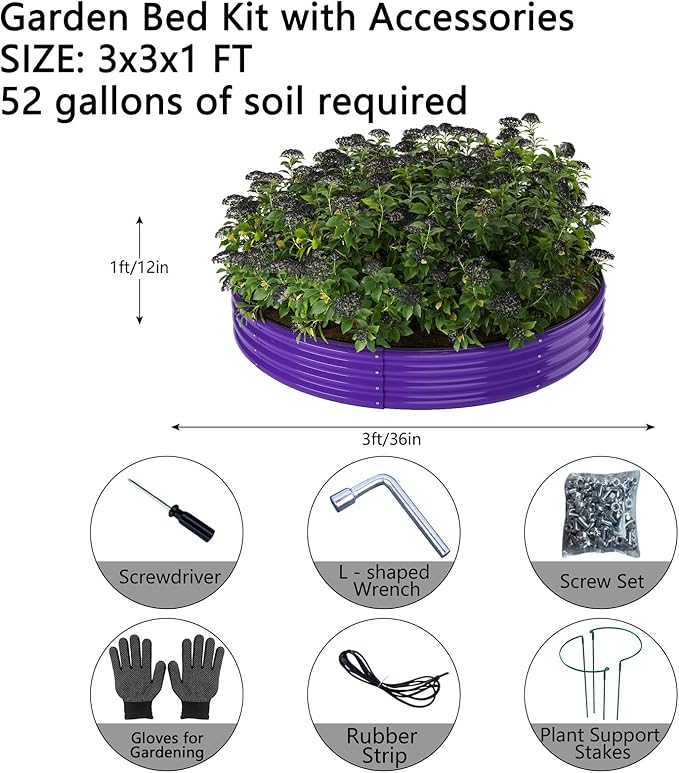Galvanized Metal Planter Round Raised Garden Bed Kit - Image 3
