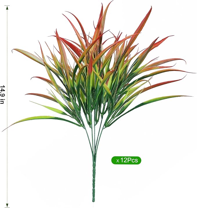 Ivydale 12Pcs Fake Plants Outdoor Artificial Plastic Grass Spring Decoration UV - Image 7