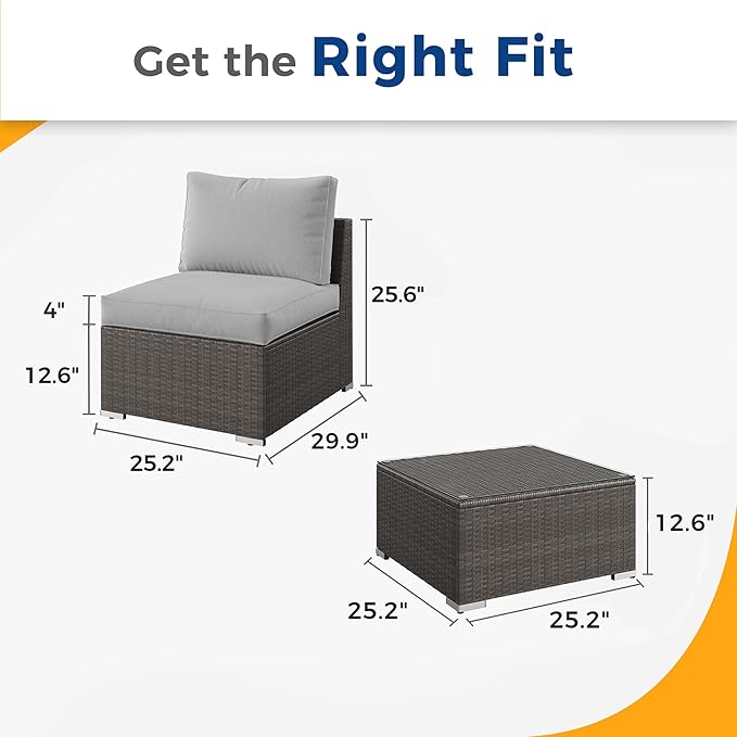 Wisteria Lane 2 Pieces Patio Furniture Sets, Outdoor Sectional Furniture - Image 8