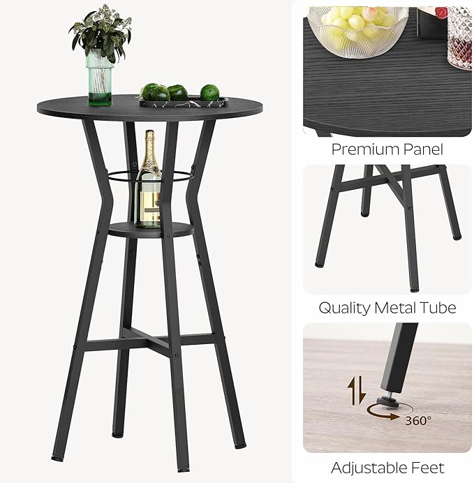 Bar Table, 2-Tier Round High Top Table, Pub Table, Home Bar Counter Height - Image 7