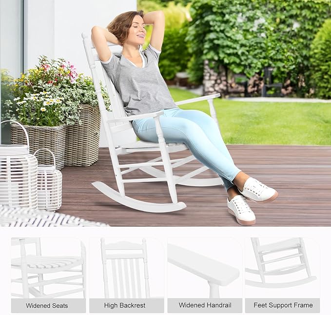 VINGLI Wooden Rocking Chair, Outdoor Chair - Image 4