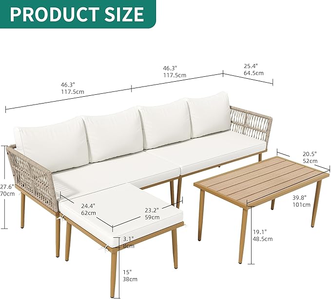 DWVO 6 Pieces Patio Furniture Set, L Couch Outdoor - Image 2