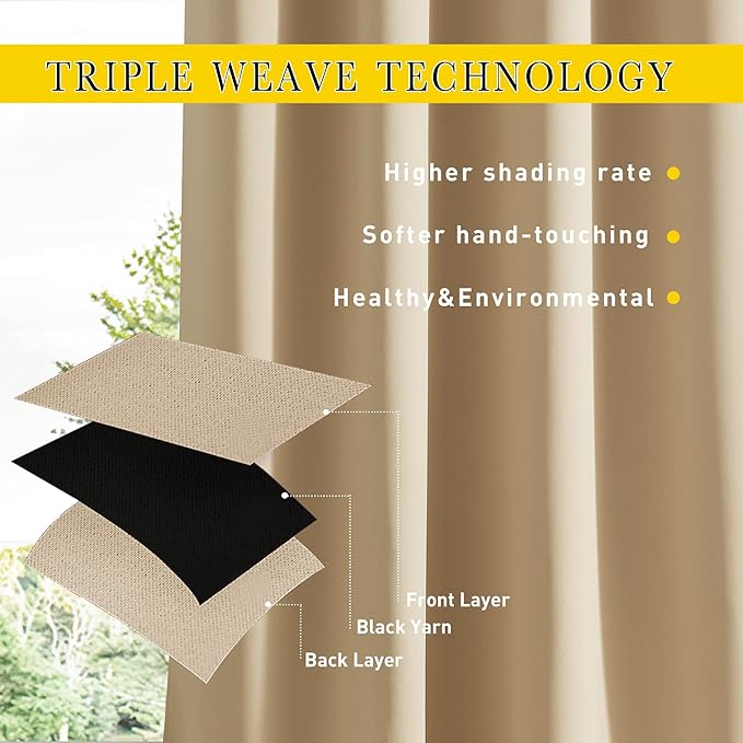 NICETOWN 2 Panels Weighted Blackout Cabana Curtains Outdoor Patio, W52 x L84 - Image 5